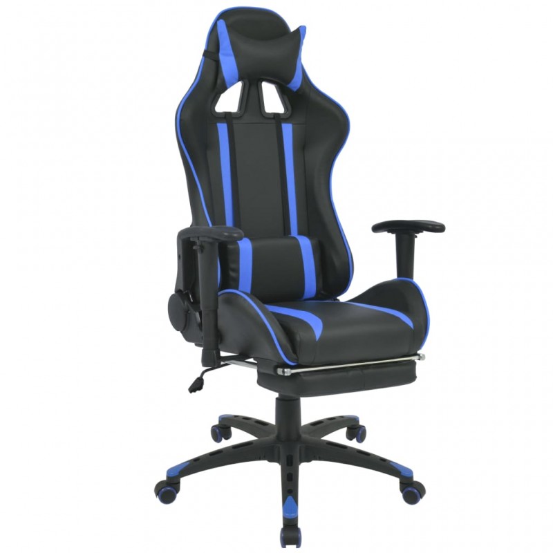 Tander Cadeira escritório reclinável estilo corrida c/ apoio pés azul