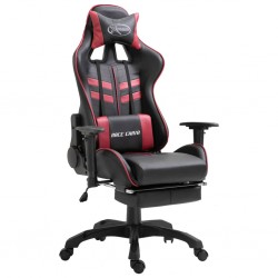 Tander Cadeira de gaming c/ apoio pés couro artificial vermelho tinto