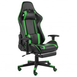 Tander Cadeira de gaming giratória com apoio de pés PVC verde