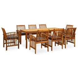 3058093 Tander 9 Piece Garden Dining Set with Cushions Solid Acacia Wood (45963+312130+2x312131)