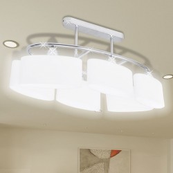 Lâmpada de teto com vidro de sombras em forma oval para 6 E14 Bulbos