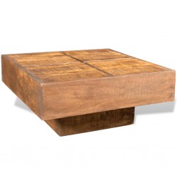 Tander Mesa de centro quadrada em madeira de mangueira maciça castanho