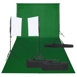 Kit de estúdio fotográfico com conjunto de iluminação e fundo