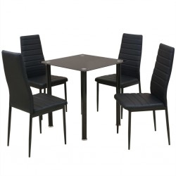 Tander Conjunto 5 pcs de mesa de jantar e cadeiras preto