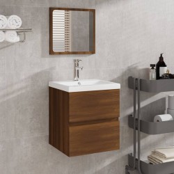 Armário WC com espelho derivados de madeira carvalho castanho
