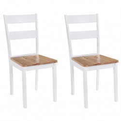 Tander Cadeiras de jantar 2 pcs madeira de seringueira maciça branco