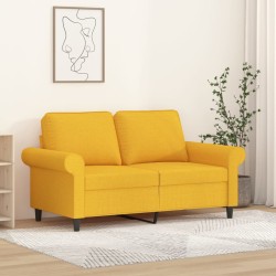 Sofá de 2 lugares 120 cm tecido amarelo-claro