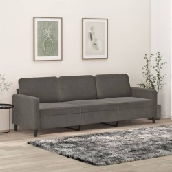 Sofá de 3 lugares 210 cm veludo cinza-escuro