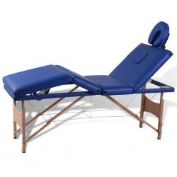 Mesa de massagem, dobrável, com 4 zonas, com estrutura de madeira