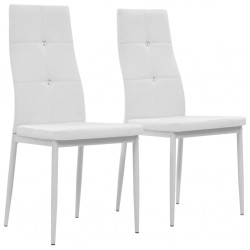 Tander Cadeiras de jantar 2 pcs couro artificial branco