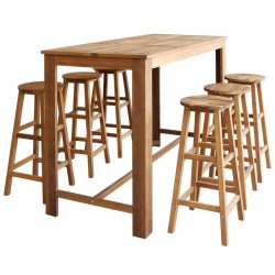 Tander Conjunto mesa e bancos de bar 7 pcs madeira de acácia maciça