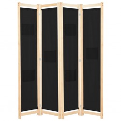 Tander Divisória de quarto com 4 painéis 160x170x4 cm tecido preto