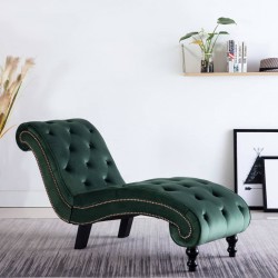 Tander Chaise longue em veludo verde