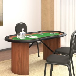 Mesa de póquer 10 jogadores 160x80x75 cm verde
