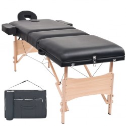 Tander Mesa de massagem dobrável de 3 zonas 10 cm espessura preto