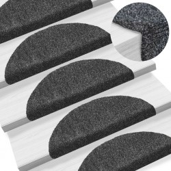Tander Tapetes de escada adesivos 15 pcs 54x16x4 cm cinzento escuro