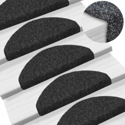 Tander Tapetes de escada adesivos 15 pcs 65x21x4 cm preto