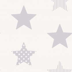 425342 Kids at Home Wallpaper "Superstar" Silver and White
