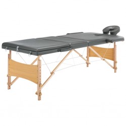 Tander Mesa massagens c/ 3 zonas estrutura madeira 186x68cm antracite