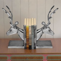 Cerra-livros em forma de veado 2 pcs alumínio prateado