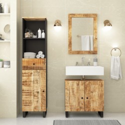 3 pcs conj. móveis p/ casa de banho madeira mangueira maciça