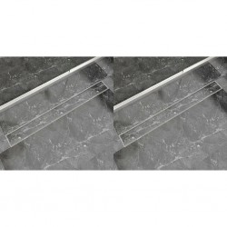 VidaXL Dreno de chuveiro linear 2 pcs 1030x140 mm aço inoxidável