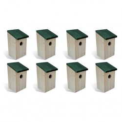 Tander Casas para pássaros 8 pcs madeira 12x12x22 cm