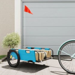 Reboque de carga para bicicleta tecido oxford e ferro azul