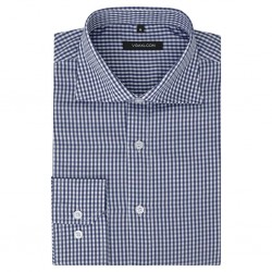 Camisa de homem p/ negócios aos quadrados brancos e azuis, XXL