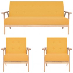 Tander 3 pcs conjunto de sofás tecido amarelo