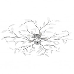 Tander Candeeiro teto braços folhas de cristal acrílico 5 E14 branco