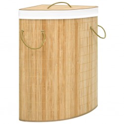 Tander Cesto de canto para roupa suja 60 L bambu