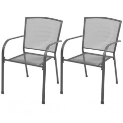 Tander Cadeiras de jardim empilháveis 2 pcs aço cinzento