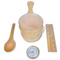 Kit para sauna balde colher ampulheta termometro / higrometro 5 pcs