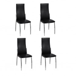 Tander Cadeiras de jantar 4 pcs couro artificial preto