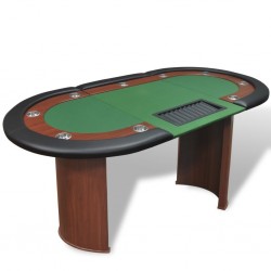Tander Mesa poker 10 jogadores c/ área crupiê e tabuleiro fichas verde