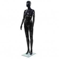 Tander Manequim feminino completo base em vidro 175 cm preto brilhante