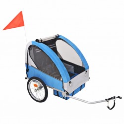 Tander Atrelado de bicicleta para crianças cinzento e azul 30 kg