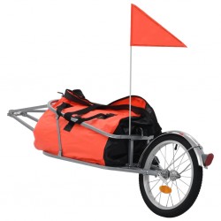 Tander Reboque de carga para bicicleta com saco laranja e preto