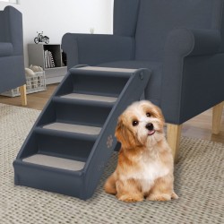 Tander Escada para cães dobrável com 4 degraus cinzento-escuro