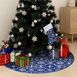 Tander Saia de árvore de Natal luxuosa 90 cm com meia tecido azul