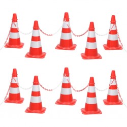 Tander Conjunto de cones com corrente de 10 m vermelho e branco