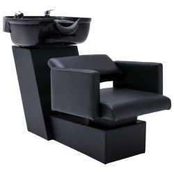 Tander Cadeira cabeleireiro c/ lavatório couro art. 129x59x82 cm preto